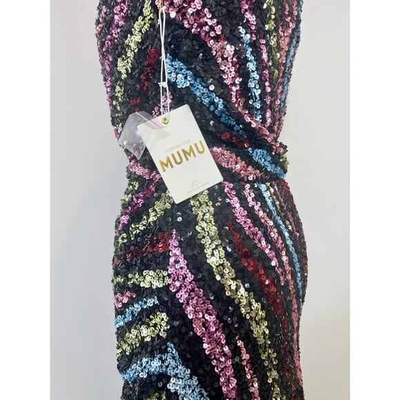 Show Me Your Mumu Shimmy Mini Dress in Starburst Sequins Size XL One Shoulder - Picture 5 of 5